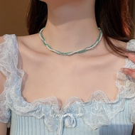 DREJEW Three-layer entangled cat eye stone crystal pearl entangled necklace for women niche design s