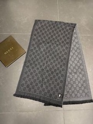 ❤️🈹🈹Gucci grey and dark grey colour two faces wool men unisex scarf 雙面 頸巾 圍巾 男女合用 大披肩 配襯 vintage 中古 