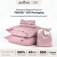 DreamyNight Luxe 100% TencelTM Lyocell 950TC Fitted Bedsheet Set – Ultra Soft Cooling Bed Sheet 43cm