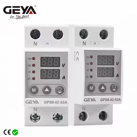GEYA GPS8 Din Rail Over Current Protector Over Voltage Under voltage Protective Device 40A 63A 80A 2