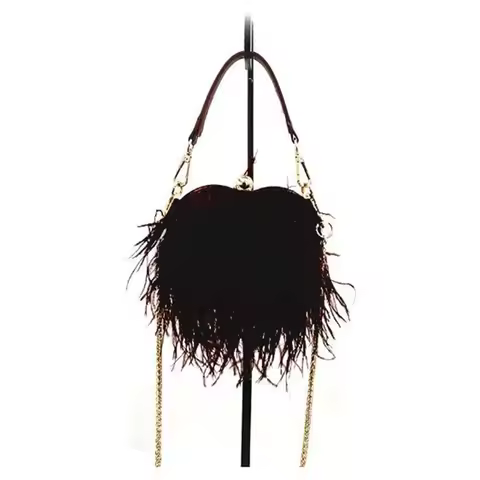 The New Fashion luxury Ostrich Fuax Fur Feather Wallet marry Bag Ladies Diamond Knuckle Rings Dinner