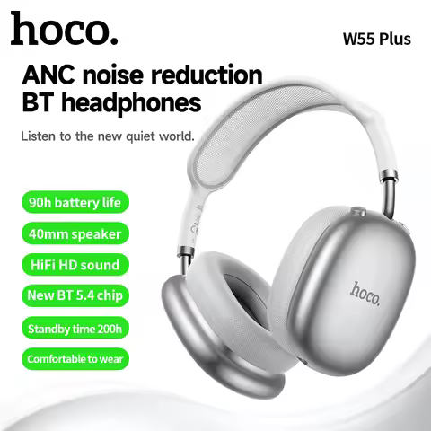 HOCO W55 Plus ANC Noise Reduction Over-ear Bluetooth 5.4 Headphones Wireless Sport Headset Head moun