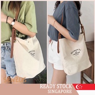 [SG SELLER] Korea Women Shoulder Bag Sling Bag Canvas Bucket Tote Bag  High Quality