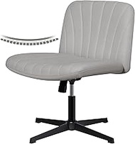 HOFFREE Criss Cross Chair Home Office Chair No Wheels Ergonomic for Women Armless Chair for Desk Grey