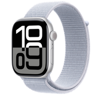 Apple - Apple Watch Series 10 (GPS)；46 毫米銀色鋁金屬錶殼；淺藍卷雲色運動手環