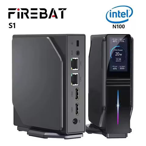 FIREBAT S1 Intel N100 Mini Pc Second sub screen Windows HDMI BT4.2 LAN*2 DDR4 16GB 512GB SSD Dual SS