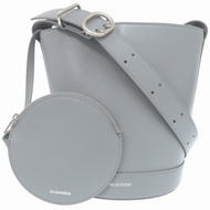 近全新 Jil Sander Cannolo 水桶包 J07ZH0059 P5355 皮革灰藍色肩背包 0438 [二手] JIL SANDER