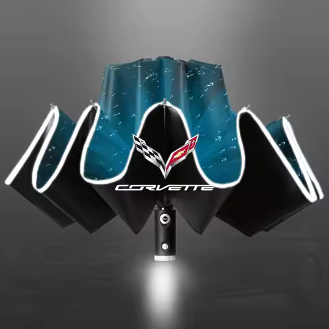 Car Reverse Folding Umbrella Reflective Stripe With LED Flashlight for Corvette C1 C2 C3 C4 C5 C5 C6