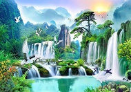Lukisan Poster Modern Cetak Big Jumbo Foto Pemandangan Alam Air Terjun 3D 100x70cm 150x100cm 200x100