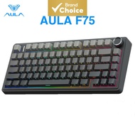 AULA F75 Wireless Gaming Keyboard Bluetooth Small Keyboard RGB Mechanical Keyboard Papan Kekunci Tan