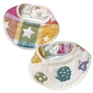 Hiorie Made in Japan 6-Layer Gauze Mini Bib Set (Star + Animal) Cotton Baby Bibs