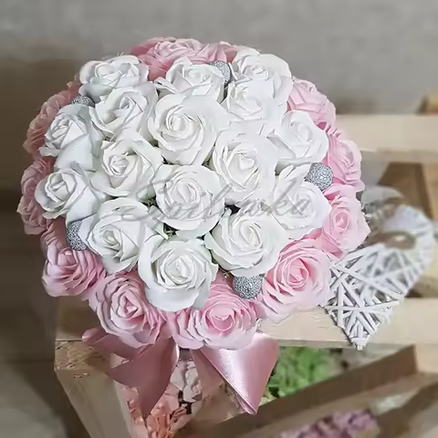 50pcs Artificial Soap Roses Flower Head Dia 4.5cm Beauty Wedding Valentine's Day Gift Roses Bouquet