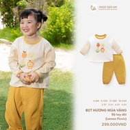 NBAN (6M-6Y) Soft and cool cotton girls' long-sleeved pants set to wear at home to school in the col