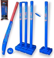 Bratla Plastic Cricket Set - Blue Color | Backyard and Beach Set for Adults and Kids | Includes Bat,