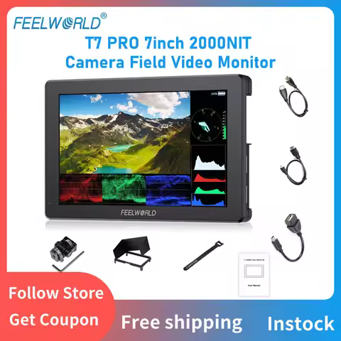FEELWORLD T7 PRO 7inch 2000NIT Camera Field Video Monitor 4K HDMI 60Hz Input Output 1920x1200 Wavefo