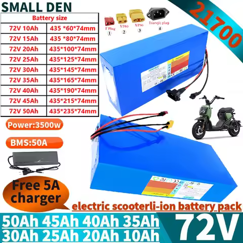 72V 10AH 20AH 30AH 40AH 50AH 15AH 21700 Lithium battery pack With 50A BMS 0-3500W For E-tools motorc