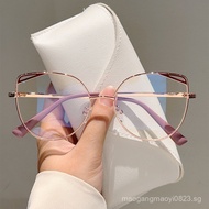 RJ7D [Shipped from China] New Style Cat Eye Hollow Out Plain Face High-End Fashionable Plain Glasses