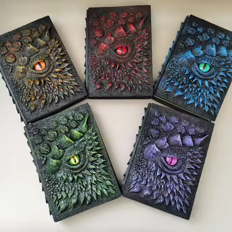 3D relief notebook British style classic notebook red blue gold green purple vintage dragon book res