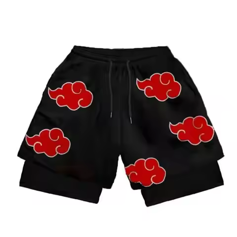 3D Printed Naruto Anime Shorts Men's Double-layer 2-in-1 Sports Shorts Fitness Basketball Shorts, Fa