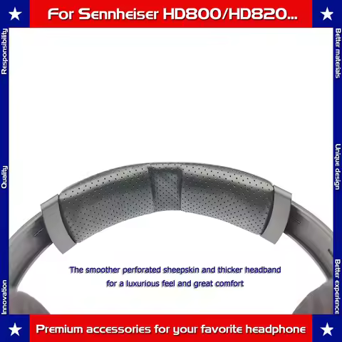 Upgraded Perforated Sheepskin Replacement Headband Cushion Compatible with Sennheiser HD800 HD800S H