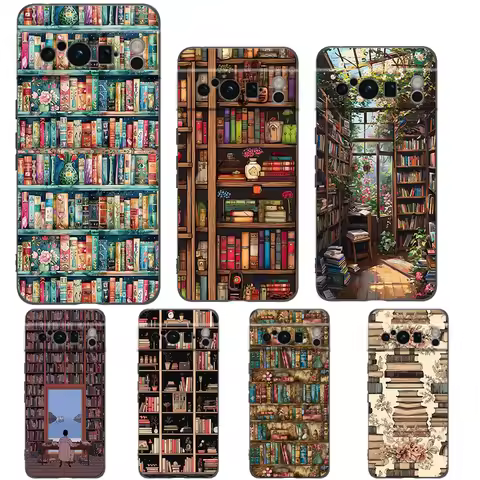 Luxury TPU Phone Case For Google Pixel 9 8 8A 7 7A 6 Pro XL 6A 5G Read Books illustration Black Soft