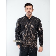 KATUN KEMEJA Shanaya modern batik Shirt hem slimfit Men batik Shirt Men black Cool motif Men's outfit For Work Invites Cotton Material printing semi koko Shirt