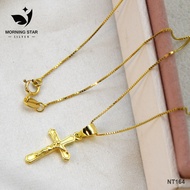 Morning Star ]Arrival Gold Plated 925 Italy Silver Elegant Petite Cross Chain &amp; Pendant GMS103