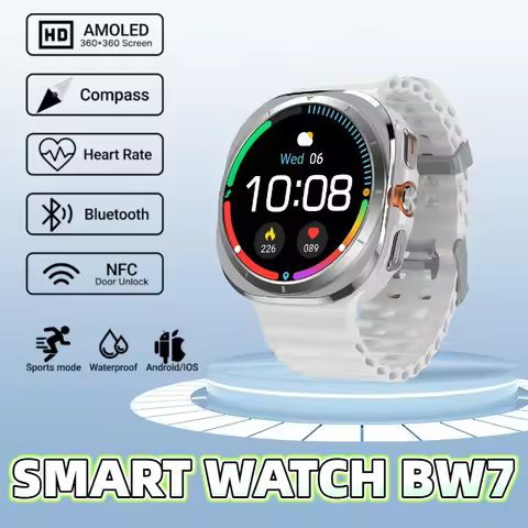 The BW7 smartwatch features a multi-functional sports and fitness tracker with a 1.46-inch AMOLED sc
