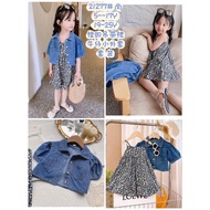 ️ Styling Suit Girls Cute Sleeveless Dress+Denim Jacket Top Temperament Pants 21277