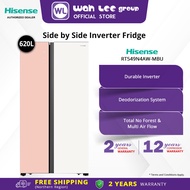 Hisense 620L White Pink Glass Inverter Side By Side Fridge Refrigerator WAH LEE STORE