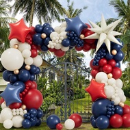 Red White and Blue Balloon Arch Kit - Double Stuffed Navy Blue Balloons Sand White Champagne Gold Pa