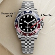Fashion Men Watch Greenwich II Oyster Perpetual Stainless Steel Casual GMT Quartz Wristwatches 48