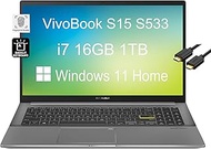ASUS VivoBook S15 S533 15.6" FHD IPS (Intel 4-Core i7-1165G7, 16GB RAM, 1TB PCIe SSD, Iris Xe Graphics) Thin &amp; Light Business Laptop, Backlit, Fingerprint, WiFi 6, IST Cable, Win 11 Home