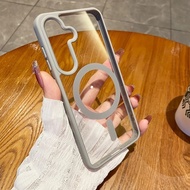 Suitable for Samsung S25Edge Phone Case A55 Transparent Frosted S24ultra Magnetic Magsafe Protective