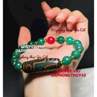 Beautiful 9-eye dzi bracelet mixed with faceted cut bar, size 10mm NEW