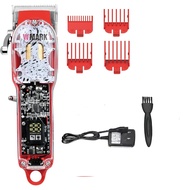 WMARK NG-409 Red Color Transparent Style Professional Rechargeable Clipper Cord & Cordless Hair Trim