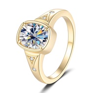 D Color 7*9MM 3ct Moissanite Ring Tested with Diamonds S925 Sterling Silver Rings 14K Gold Plating F