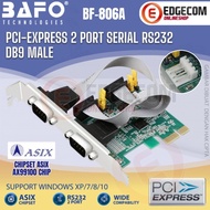 PCIE PCI EXPRESS I/O Card 2 Serial DB9 RS232 Chipset ASIX with Power Supply BF-806A BAFO