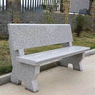 Natural Marble Long Stone Bench with Backrest, Outdoor Garden Park Villa Seating, Durable Courtyard 