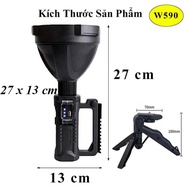 [Bảo Hành 6 Tháng] Đèn pin siêu sáng chiếu xa 1000M W590 sáng 4 đến 6 giờ - Đèn pin kiêm sạc dự phòn