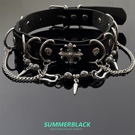 Gothic Style Black Leather Choker Necklace