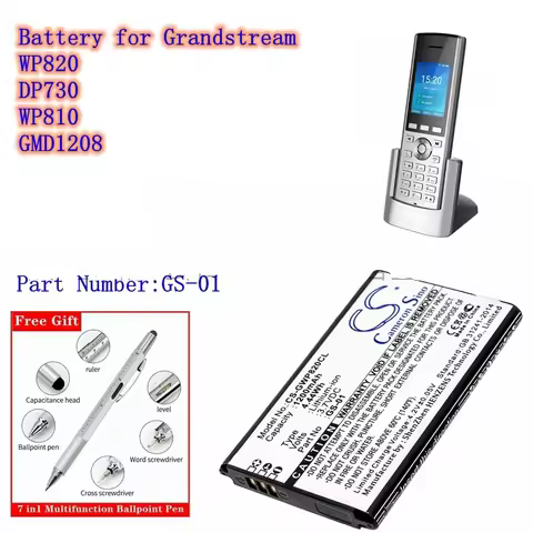 Cordless Phone Battery 3.7V/1200mAh GS-01 for Grandstream WP820 , DP730 , WP810 , GMD1208