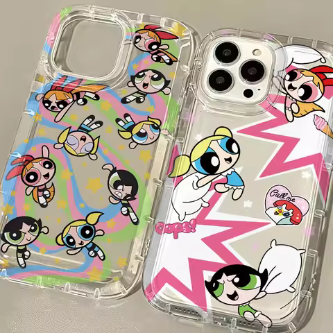 Cool Girl P-Powerpuffs Phone Case for Apple iPhone 17 Air 16 15 14 Plus 13 12 11 Pro Max Airbag Anti