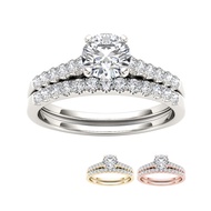 DZON IGI Certified 10k Gold 1ct TDW Diamond Classic Bridal Set (I-J,I2)