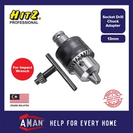 HITZ 13mm Drill Chuck Wrench Conversion Adapter 1/2 inch Square Socket Nut To Hex 1/4 inch Converter