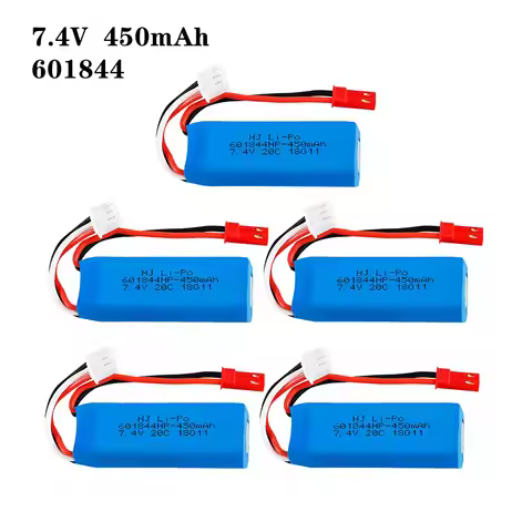 1/2/3/4/5pcs/Lot 7.4V 450mAh 20C Lipo Battery For WLtoys K969 K989 K999 P929 P939 RC Car 7.4V 450mAh