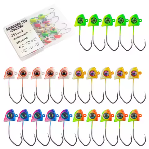 25pcs Crappie Jigs heads 1/32OZ 1/16OZ 1/8OZ 3D eyes Fishing Jig Head Worm jig hooks for Crappie Pan