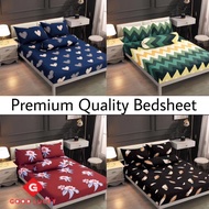 GL_ #1 Premium Quality Bedsheet 4in1 King Queen/2in1 Single Cotton Fitted Bedsheet Set Cadar Getah K