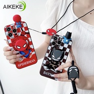 For Honor X9A 5G X8 4G 90 Lite Magic 5 Lite Huawei Y9S Y7P 2020 Y5 2019 Y6 2018 Phone Case 3D Cute Cartoon Boy Spiderman Iron Batman Mobile Back Cover With Holder Lanyard Casing