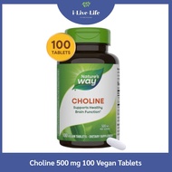 โคลีน Choline 500 mg 100 Vegan Tablets - Natures Way